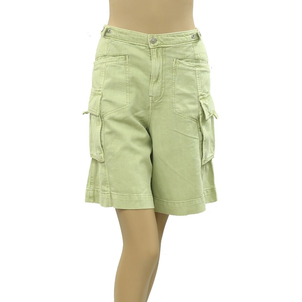 Free People Cargo Solid Shorts Lightweight Low-Rise Green Casual Beach XL 286943